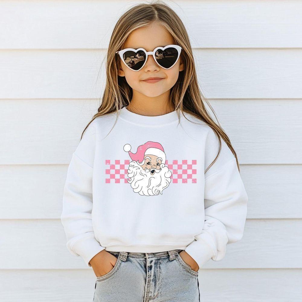 Retro Checkered Santa Christmas Youth Vuitino Shirt
